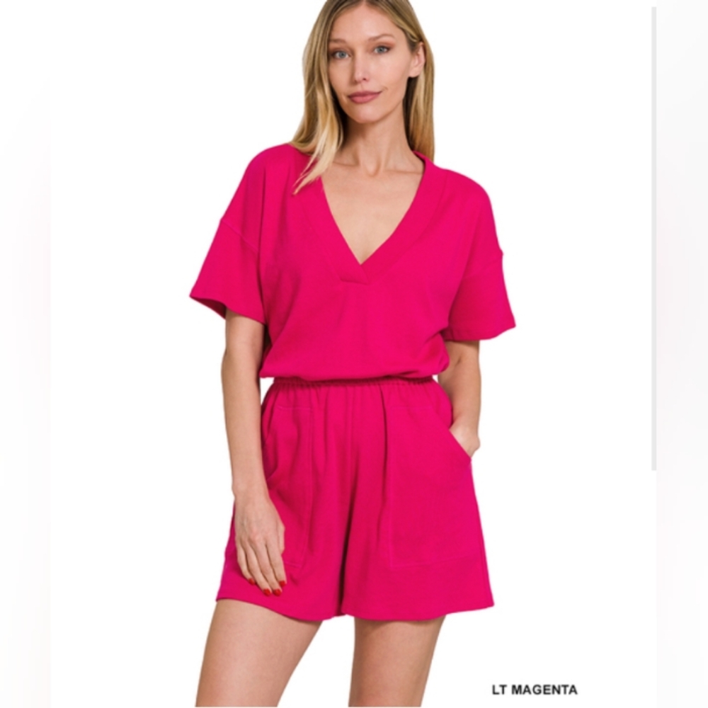 Zenana v-neck knit romper